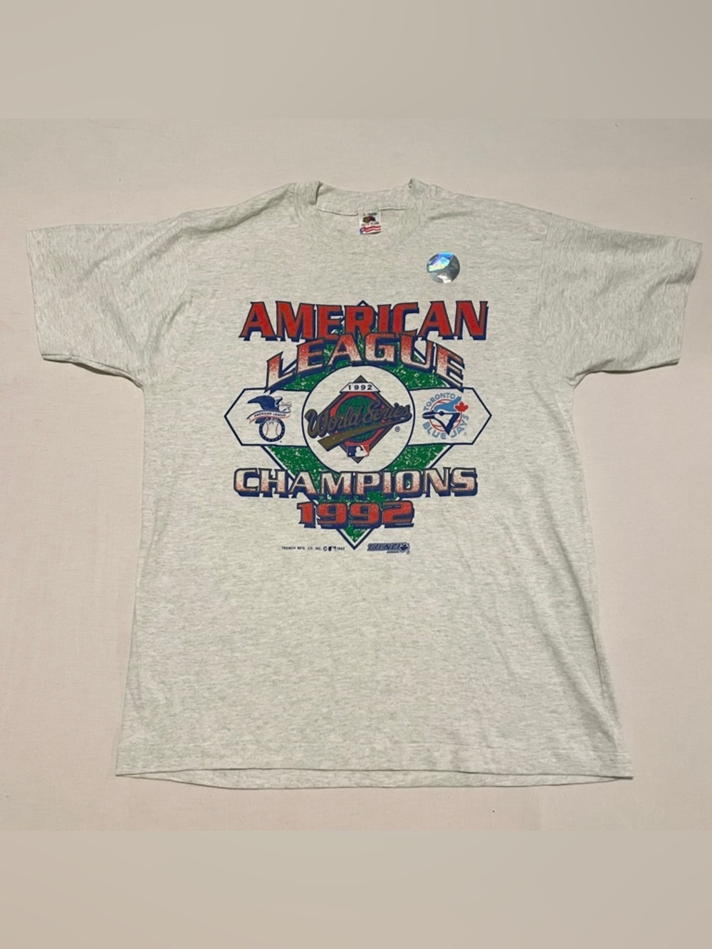 Vtg 1992 Toronto Blue Jays AL Champions Shirt L Trench Single Stitch